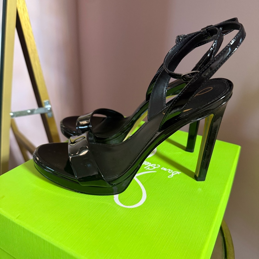 Sam Edelman - Women's Jade Patent ankle Strap Heels BLACK Size 6